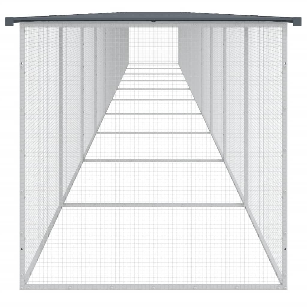 Hühnerkäfig mit Dach Anthrazit 203x98x90 cm Verzinkter Stahl