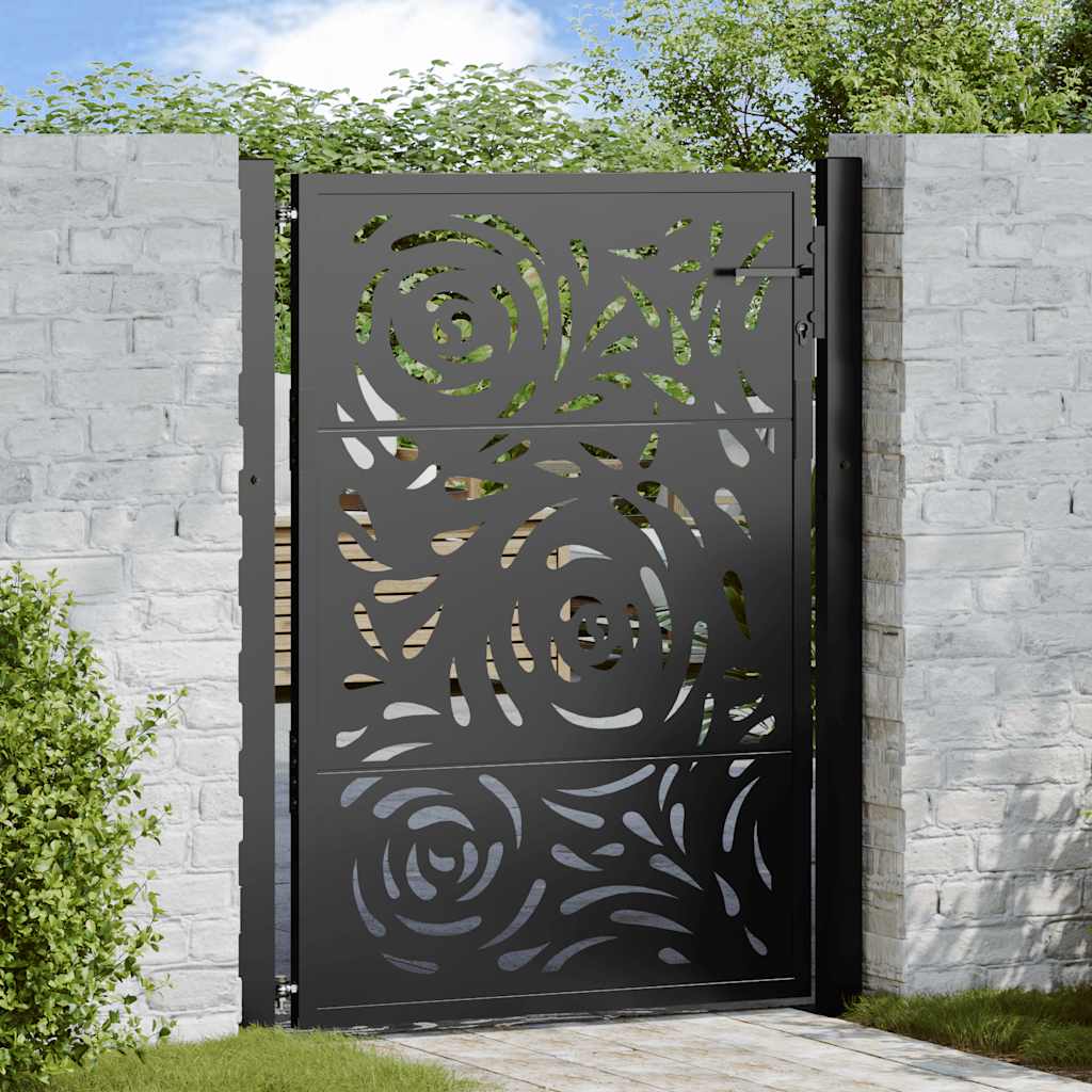 Gartentor Schwarz 100x100 cm Stahl Lichtdesign
