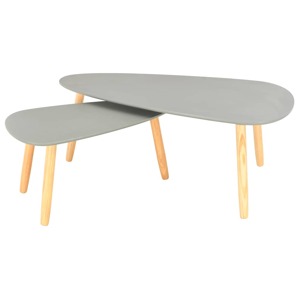 2-tlg. Couchtisch-Set Massivholz Kiefer Weiß