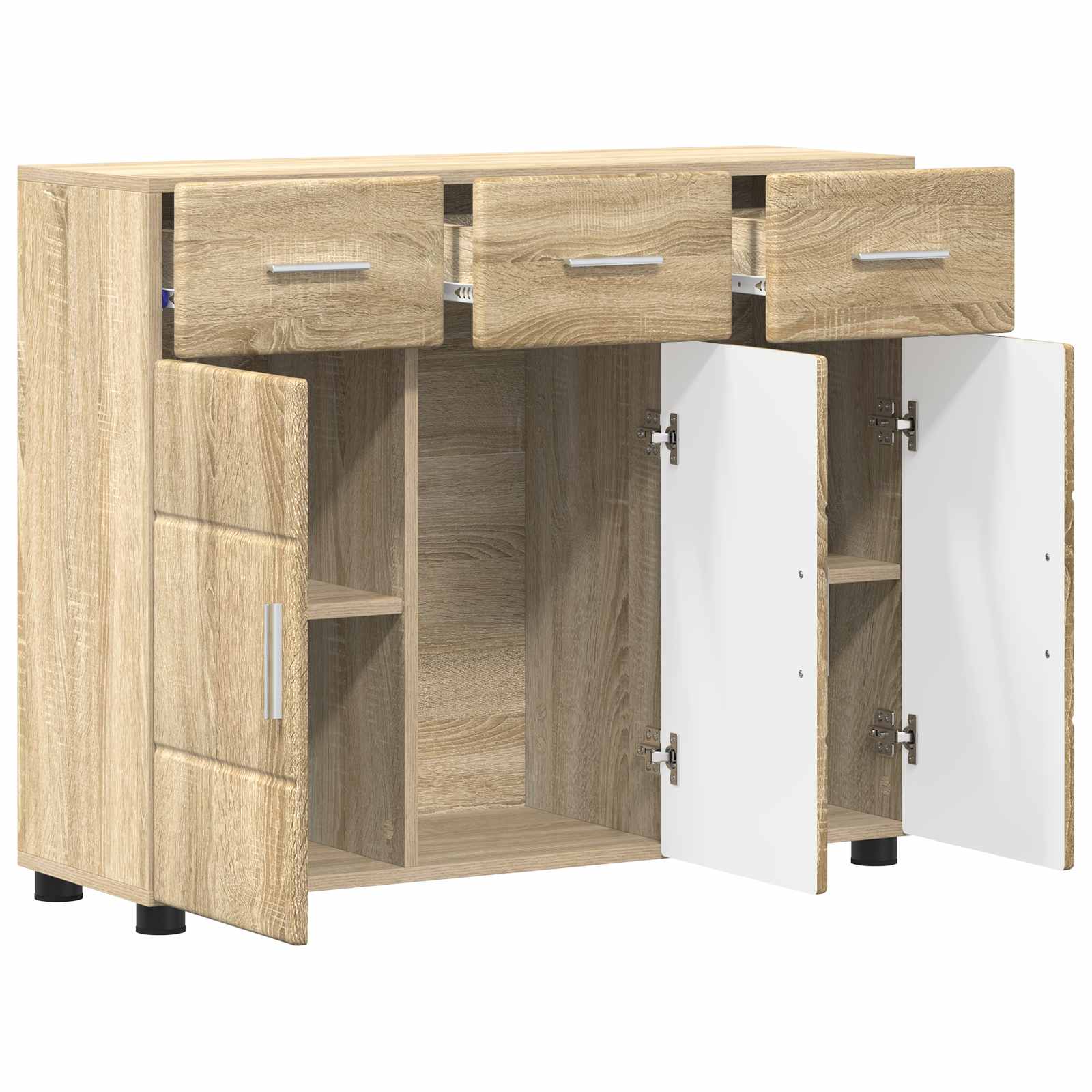 Highboard mit Regal FLORIN Weiß 60 x 35 x 182 cm Holzwerkstoff