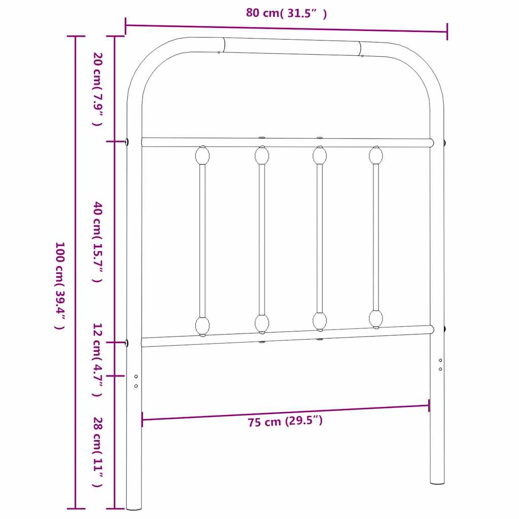 Ersatz-Kopfteil Metall Schwarz 75 cm