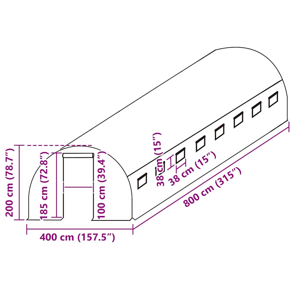 Ersatzabdeckung für Gewächshaus (4,5 m²) 300x150x200 cm Grün