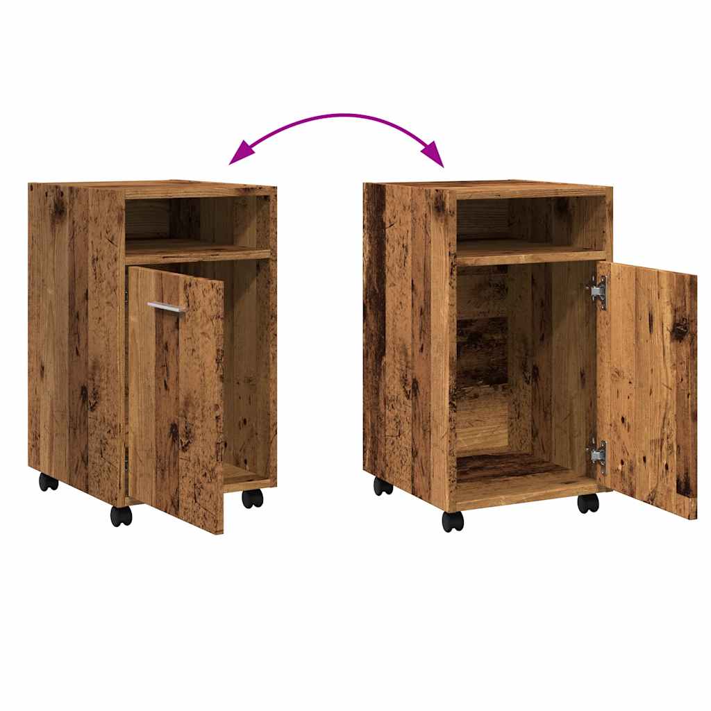 Beistellschrank mit Rollen Weiß 33x38x60 cm Holzwerkstoff