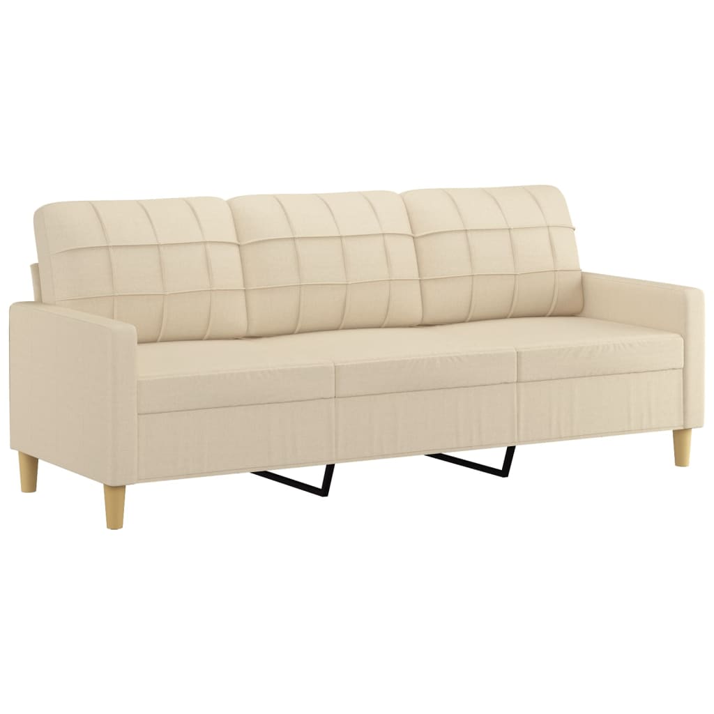 3-tlg. Sofagarnitur mit Kissen Braun Stoff
