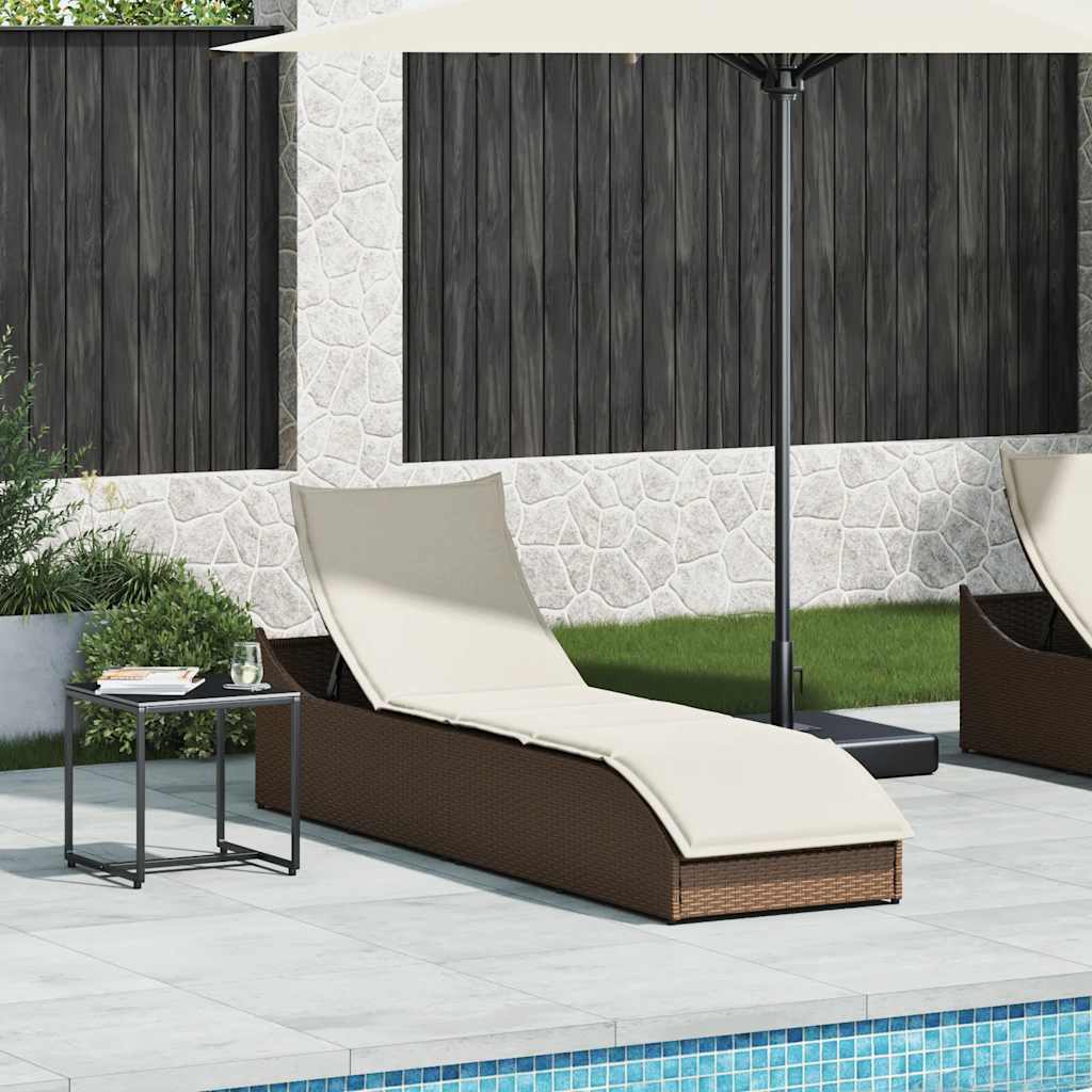 Klappliege mit Auflage und Stauraum Schwarz Poly-Rattan