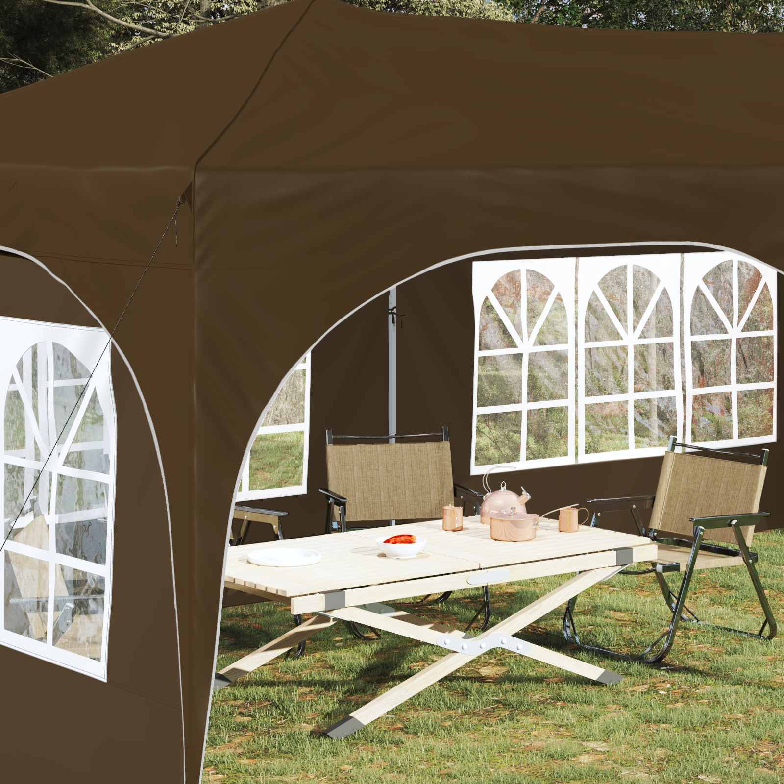 Pop-up Partyzelt 575 x 288 x 245 cm Creme Oxford-Stoff