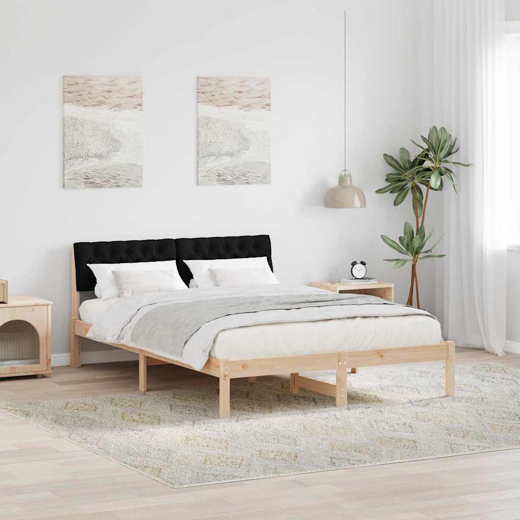 Bettgestell Braun und hellgrau 200 x 200 cm Massivholz Kiefer