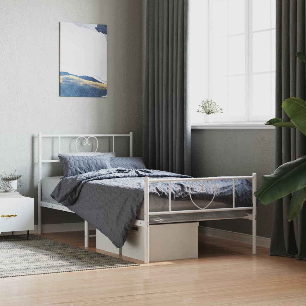 Bettgestell mit Kopfteil Metall Schwarz 100x190 cm
