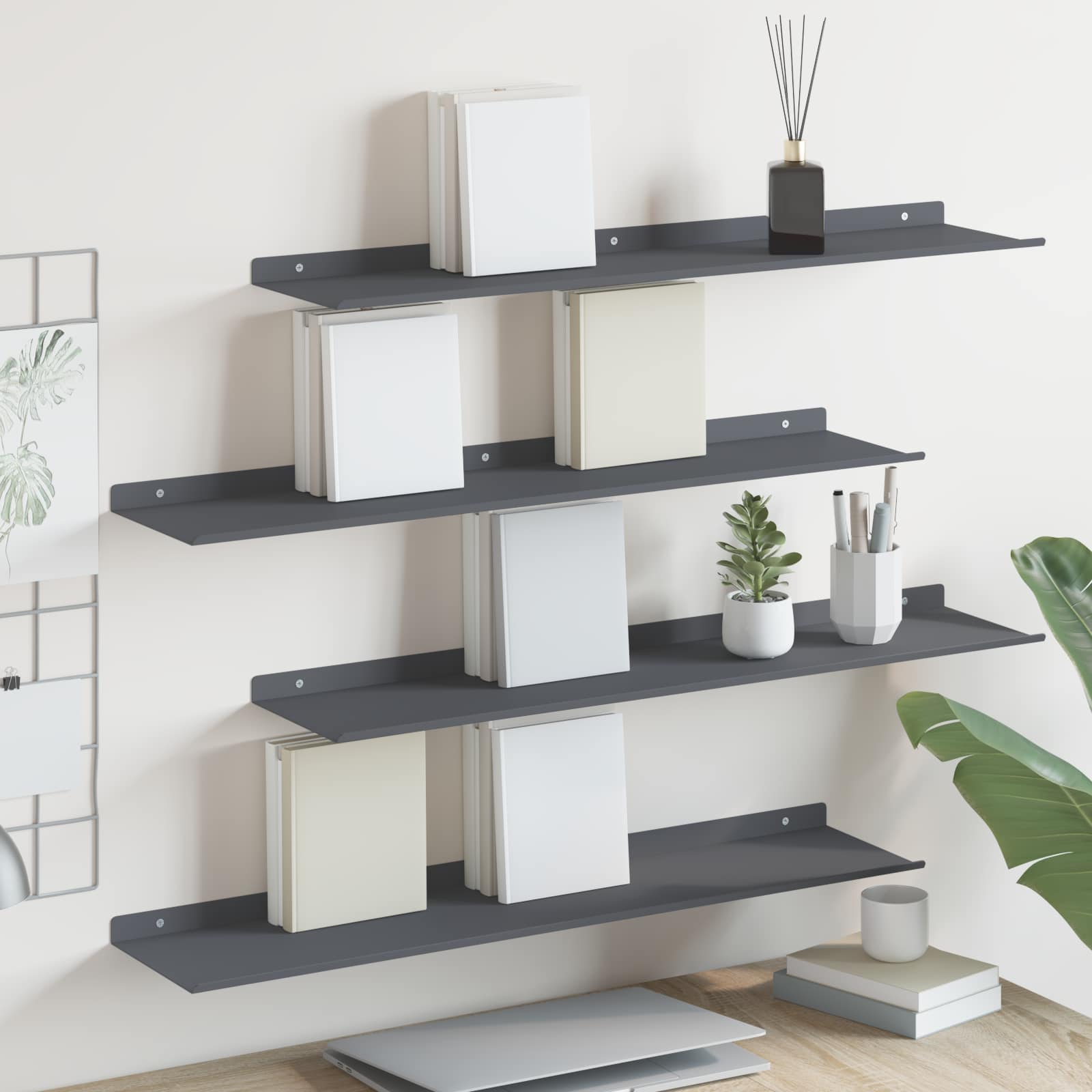 Schwebendes Regal 3 pcs Schwarz 40 x 9 x 2,5 cm Stahl