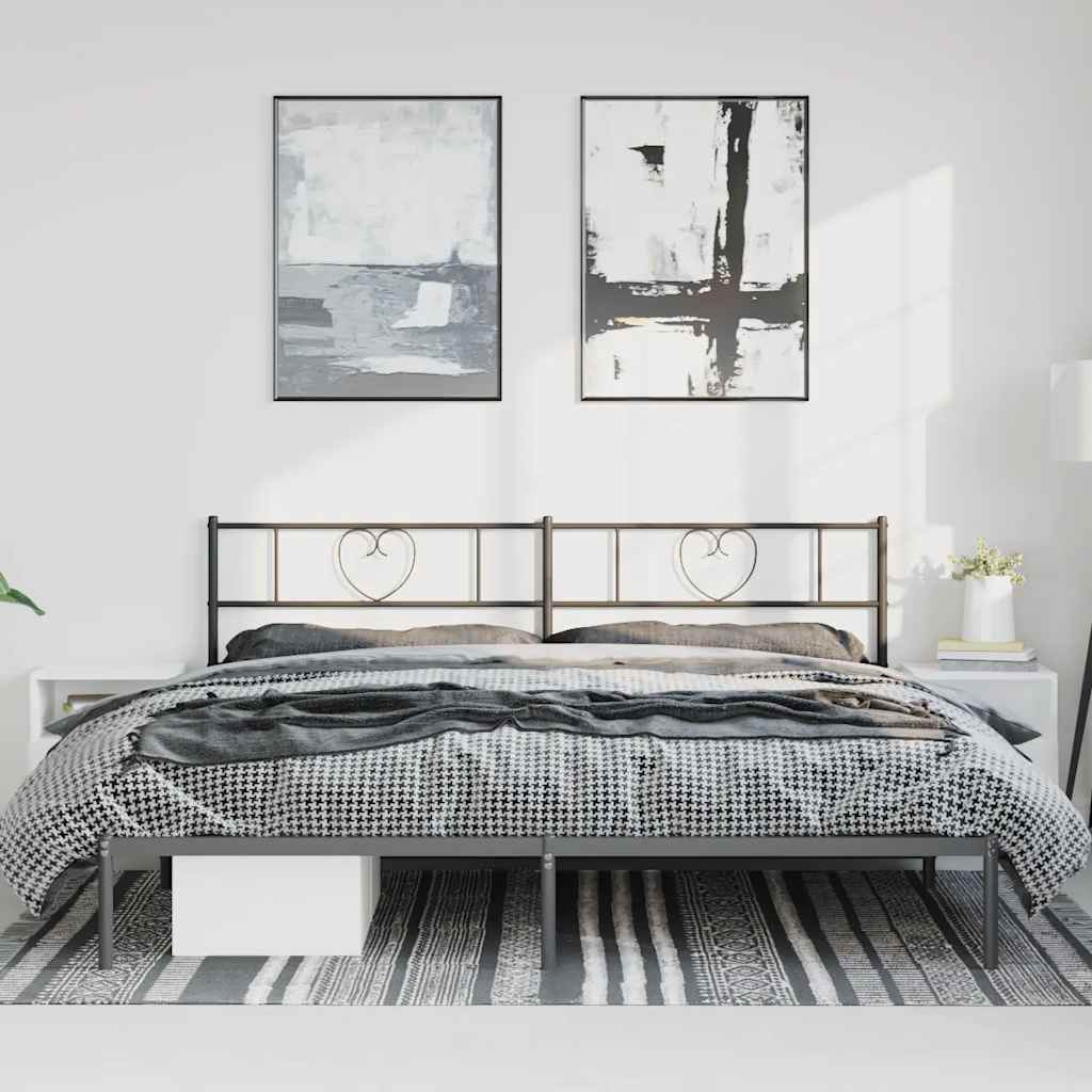 Bettgestell mit Kopfteil Metall Schwarz 100x190 cm