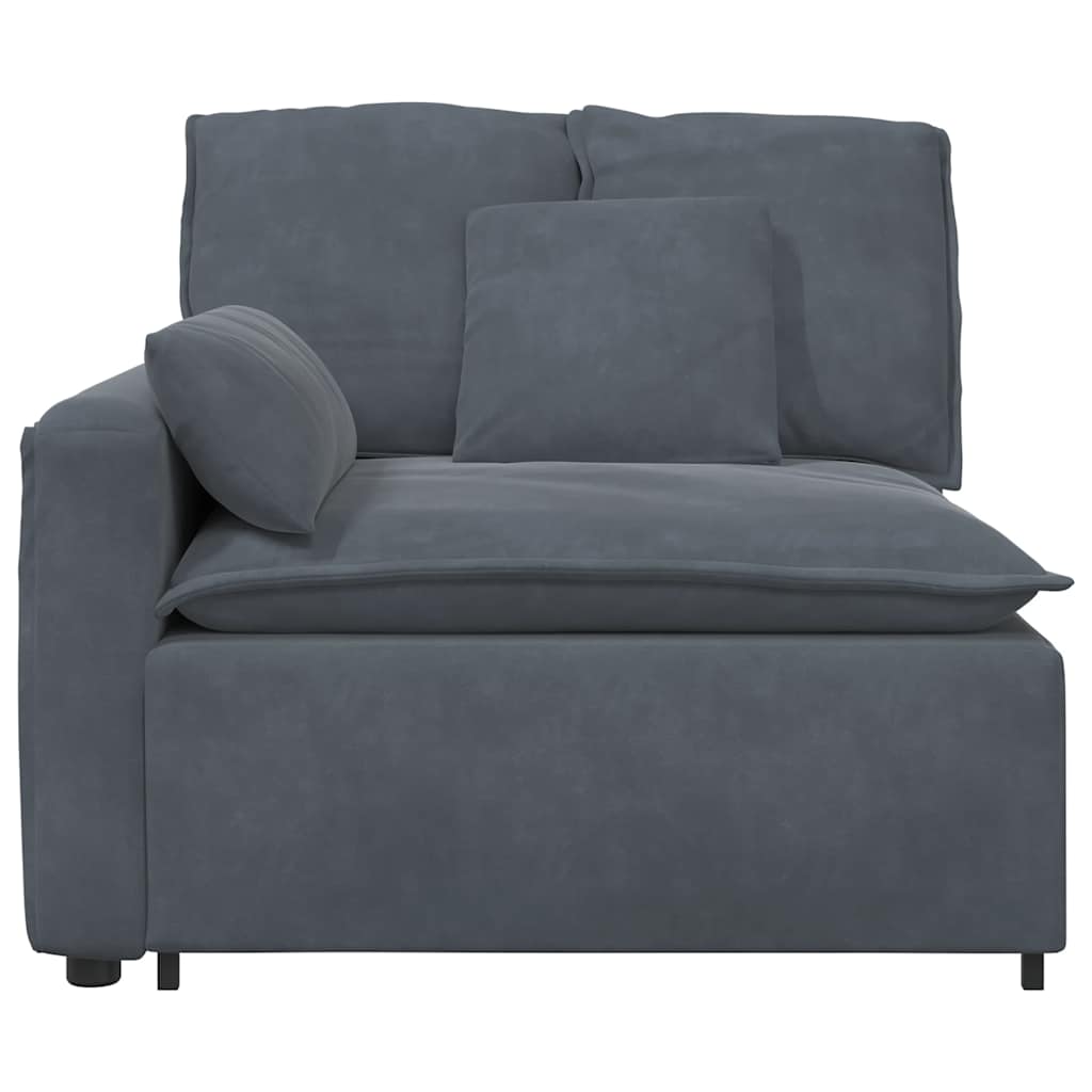 Modulares Sofa Endmodul mit Armlehne Kissen Blau 100 cm