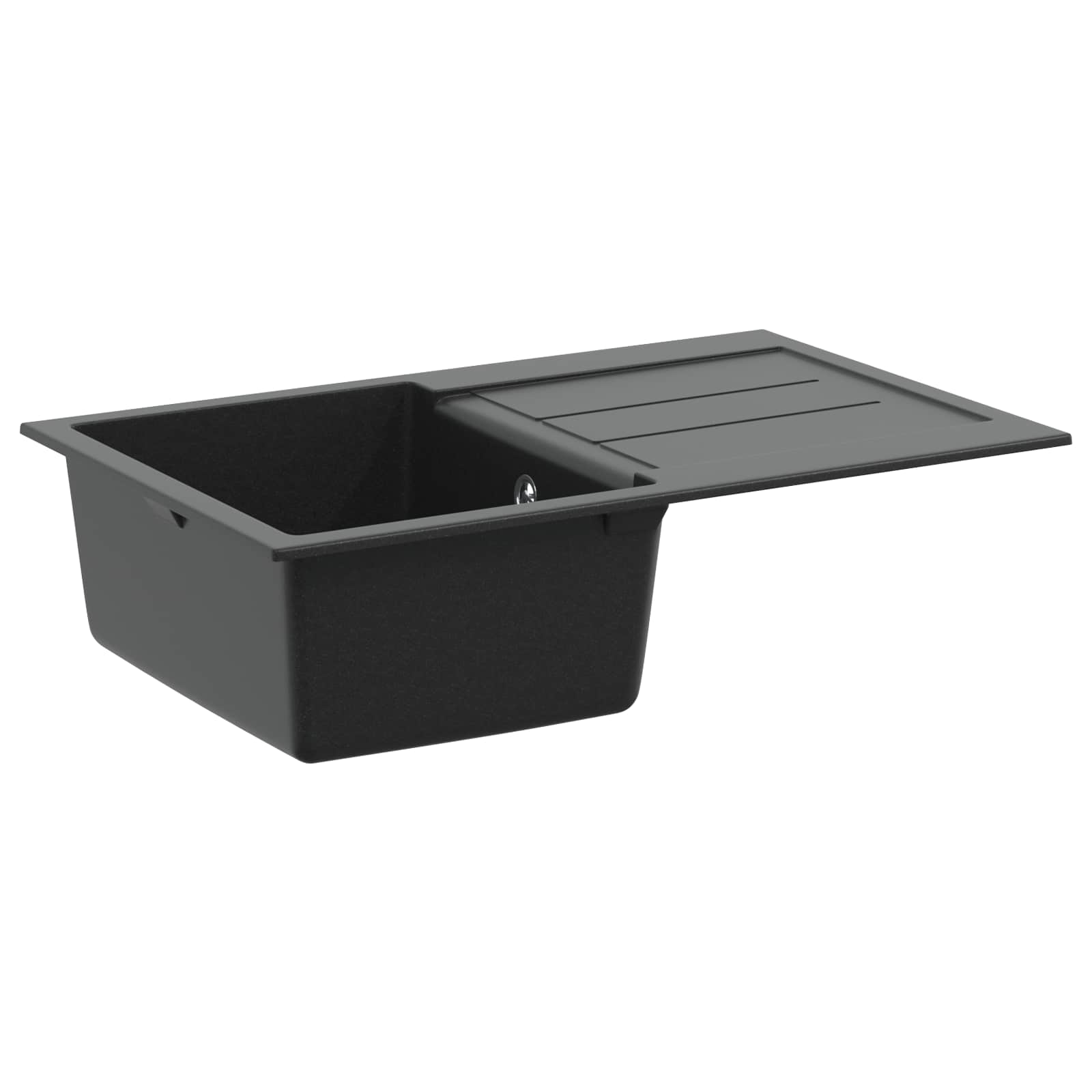 Granitspüle Einzelbecken Schwarz