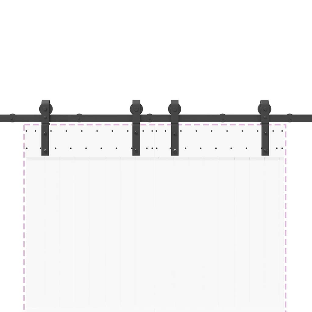 Schiebetürbeschlag-Set 183 cm Stahl Schwarz