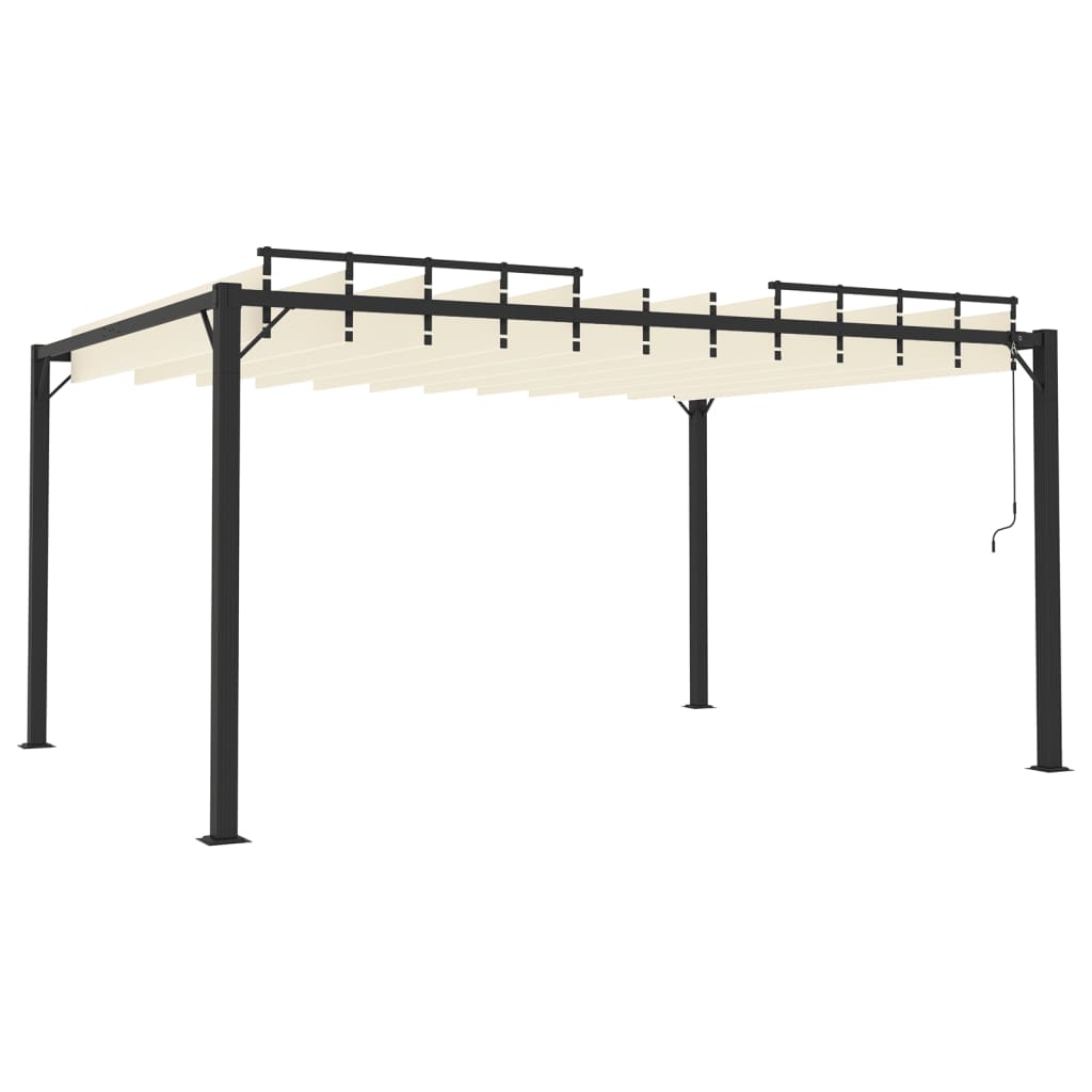 Pergola mit Lamellendach 3x3 m Creme Stoff und Aluminium