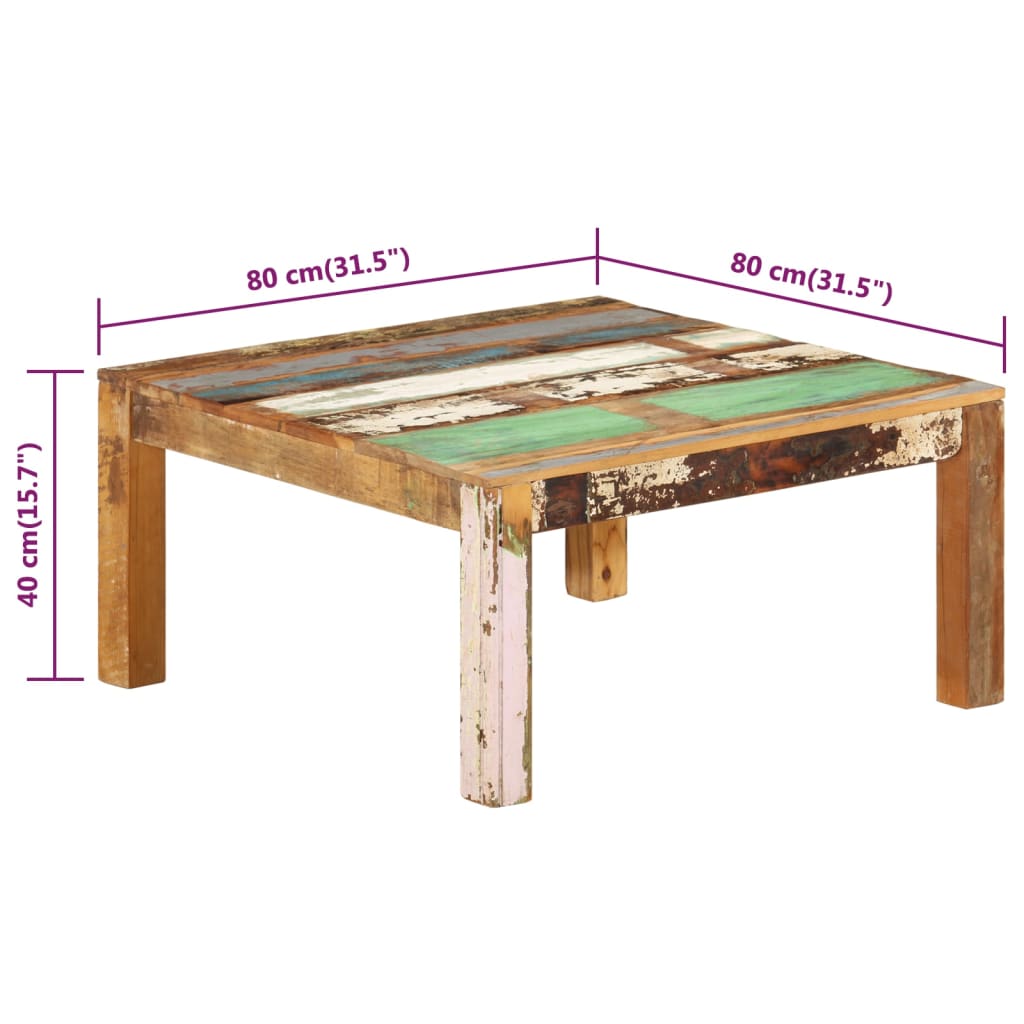 Couchtisch 80x80x40 cm Massivholz Mango