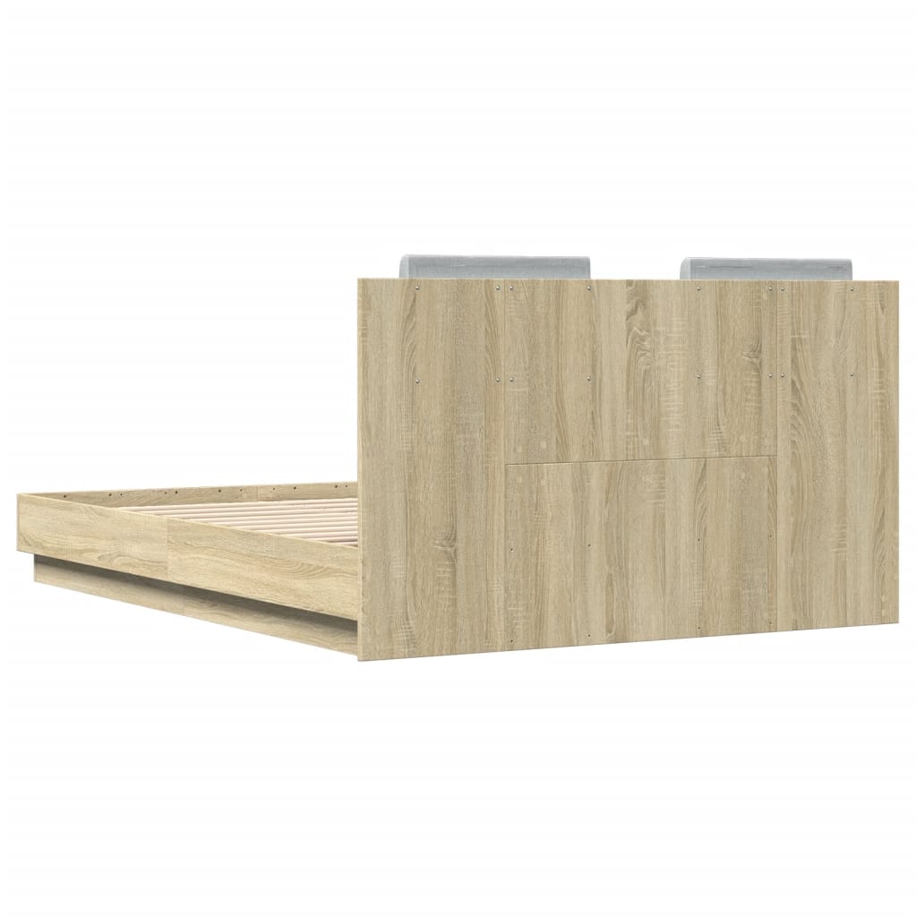 Bettgestell mit Kopfteil Grau Sonoma 180x200 cm Holzwerkstoff