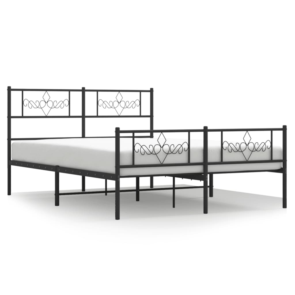 Bettgestell mit Kopfteil Metall Schwarz 100x190 cm