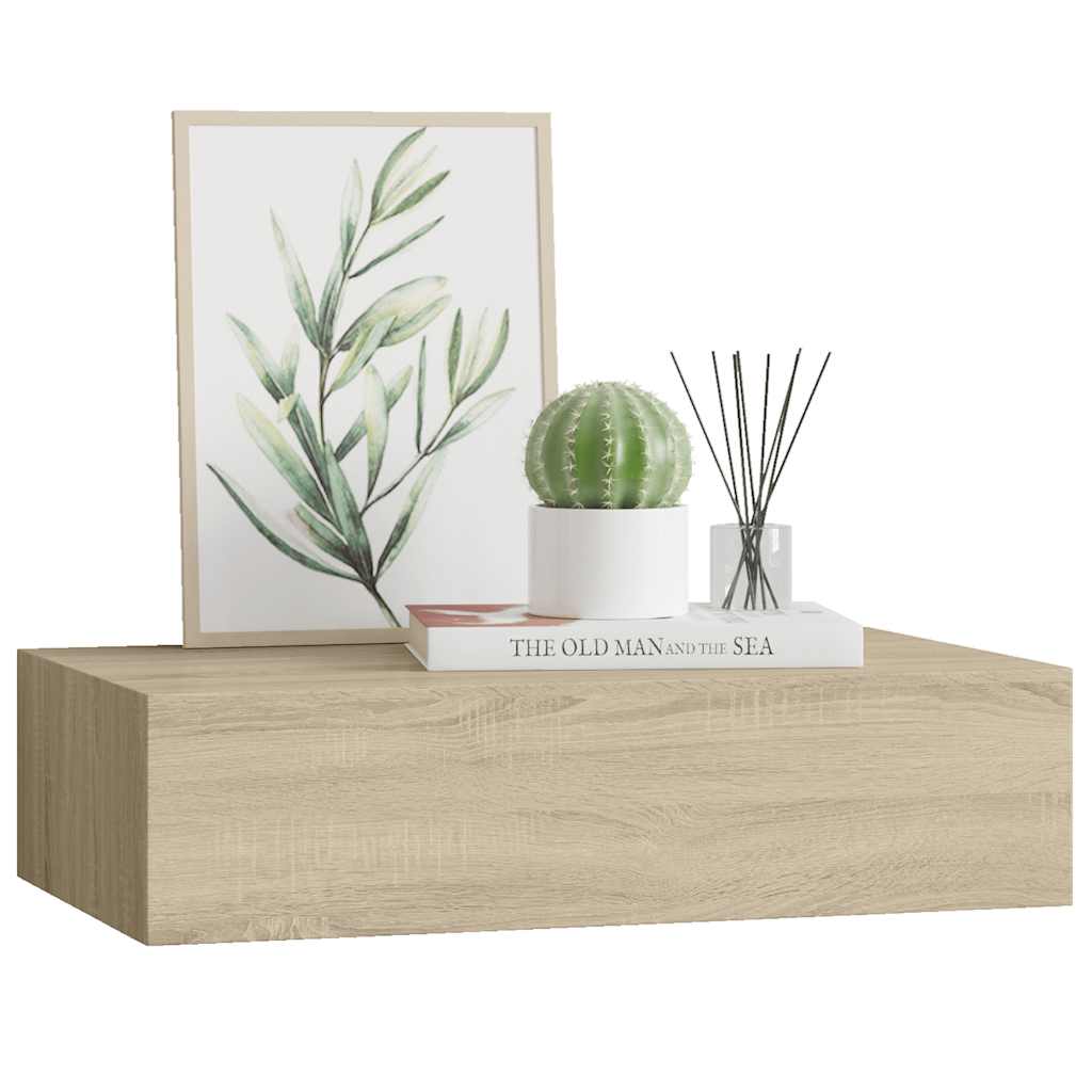 Wandregal mit Schublade Weiß 40x23,5x10 cm MDF