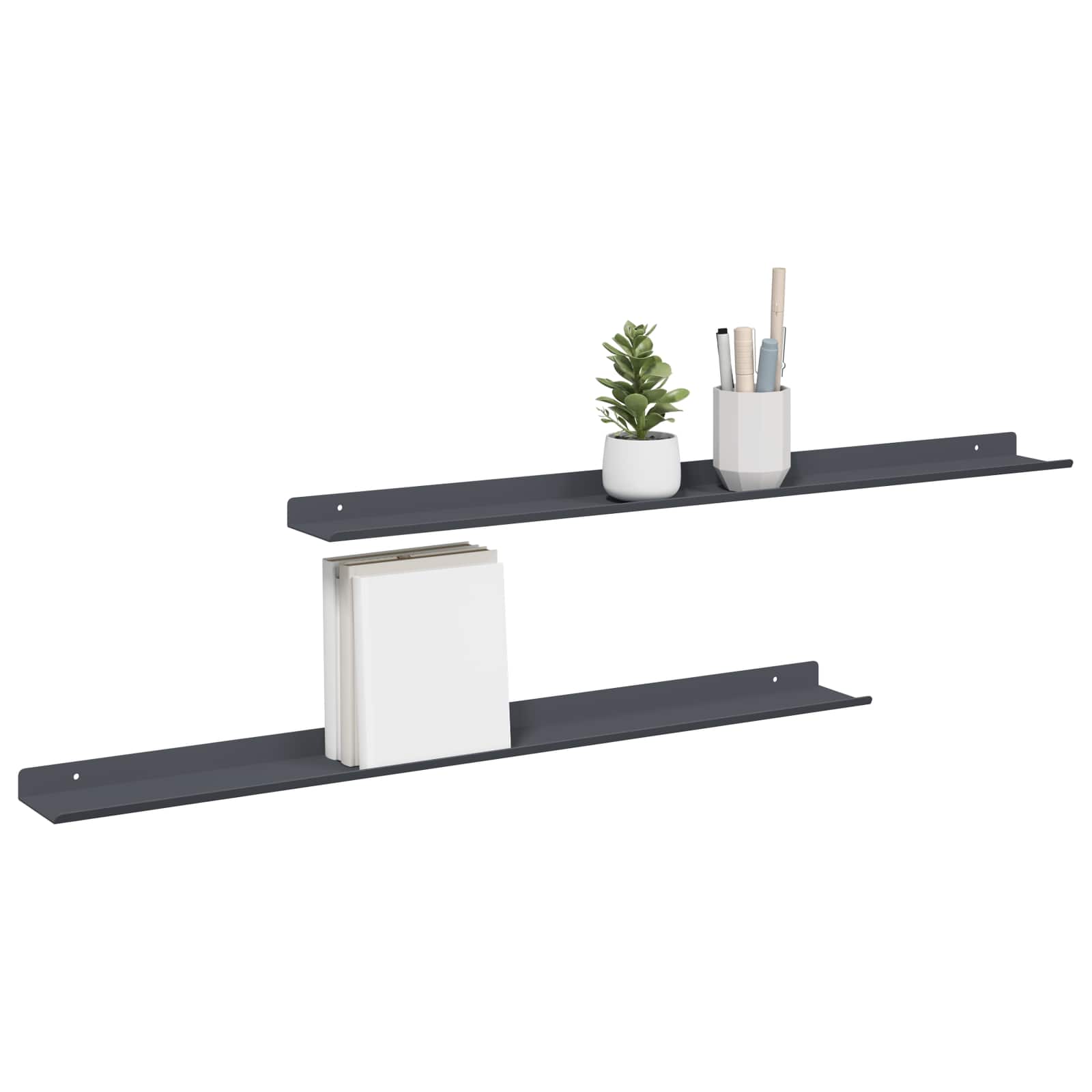 Schwebendes Regal 3 pcs Schwarz 40 x 9 x 2,5 cm Stahl
