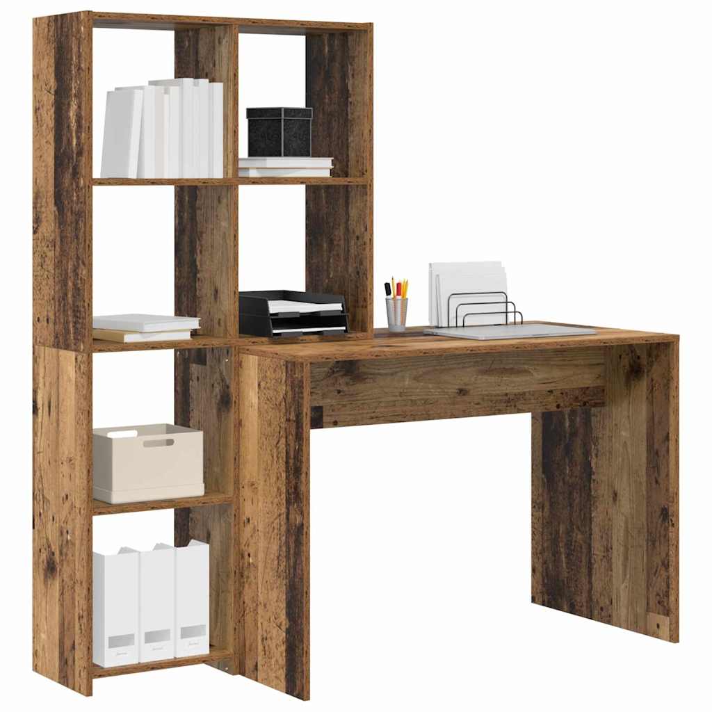 Schreibtisch mit Regal Weiß 138,5 x 55 x 143 cm Holzwerkstoff