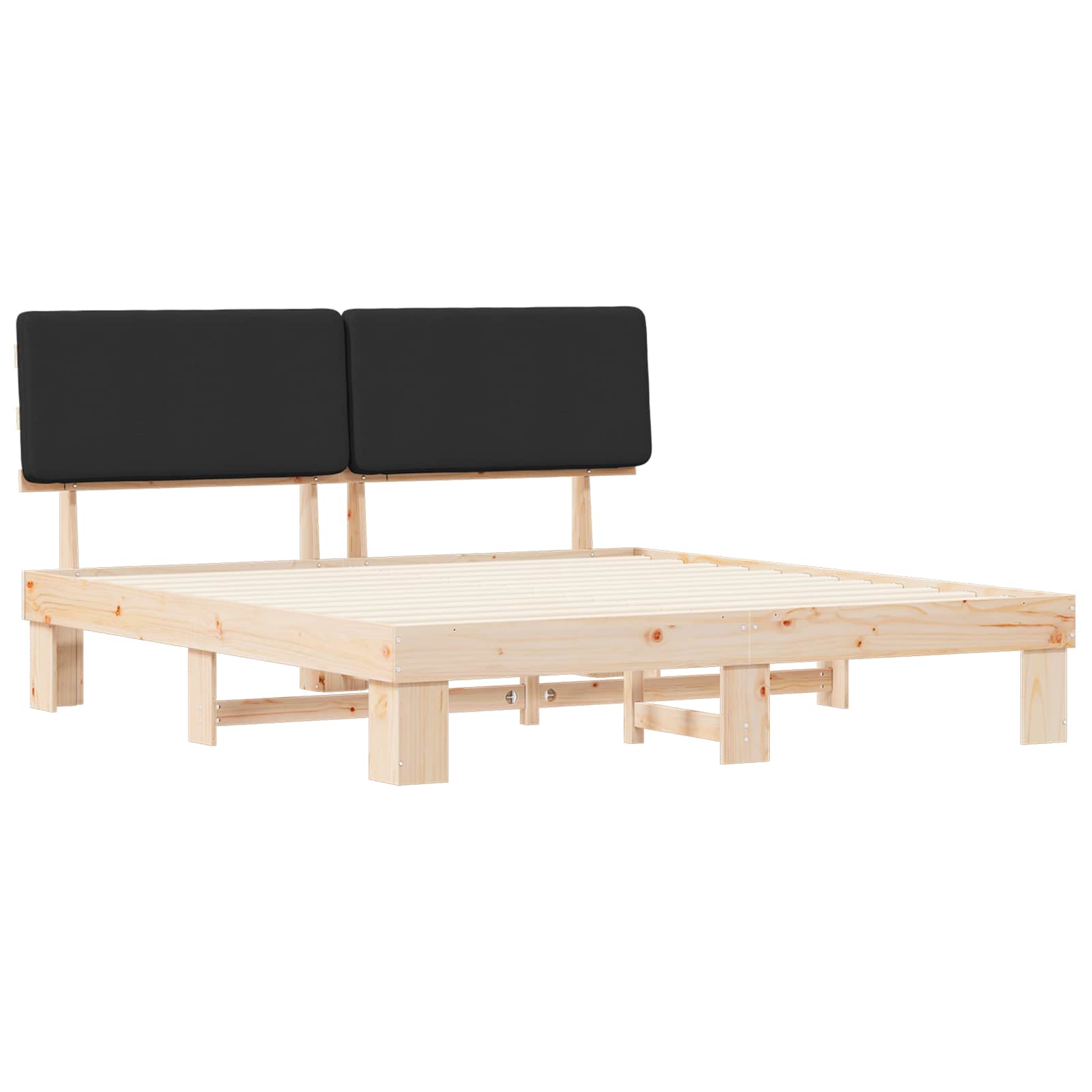Bettgestell mit gepolstertem Kopfteil Hellgrau 200 x 200 cm