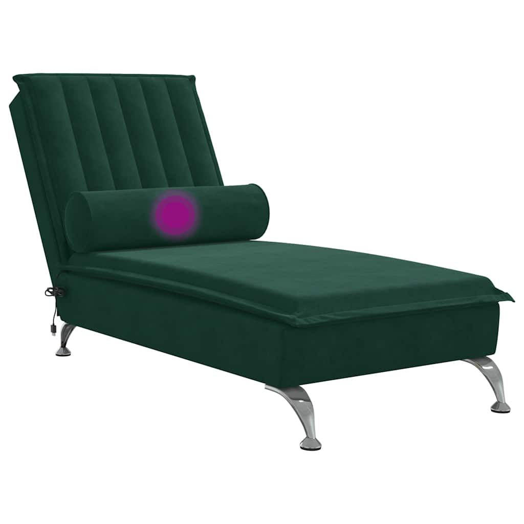 Massage-Chaiselongue mit Nackenrolle Hellgrau Samt