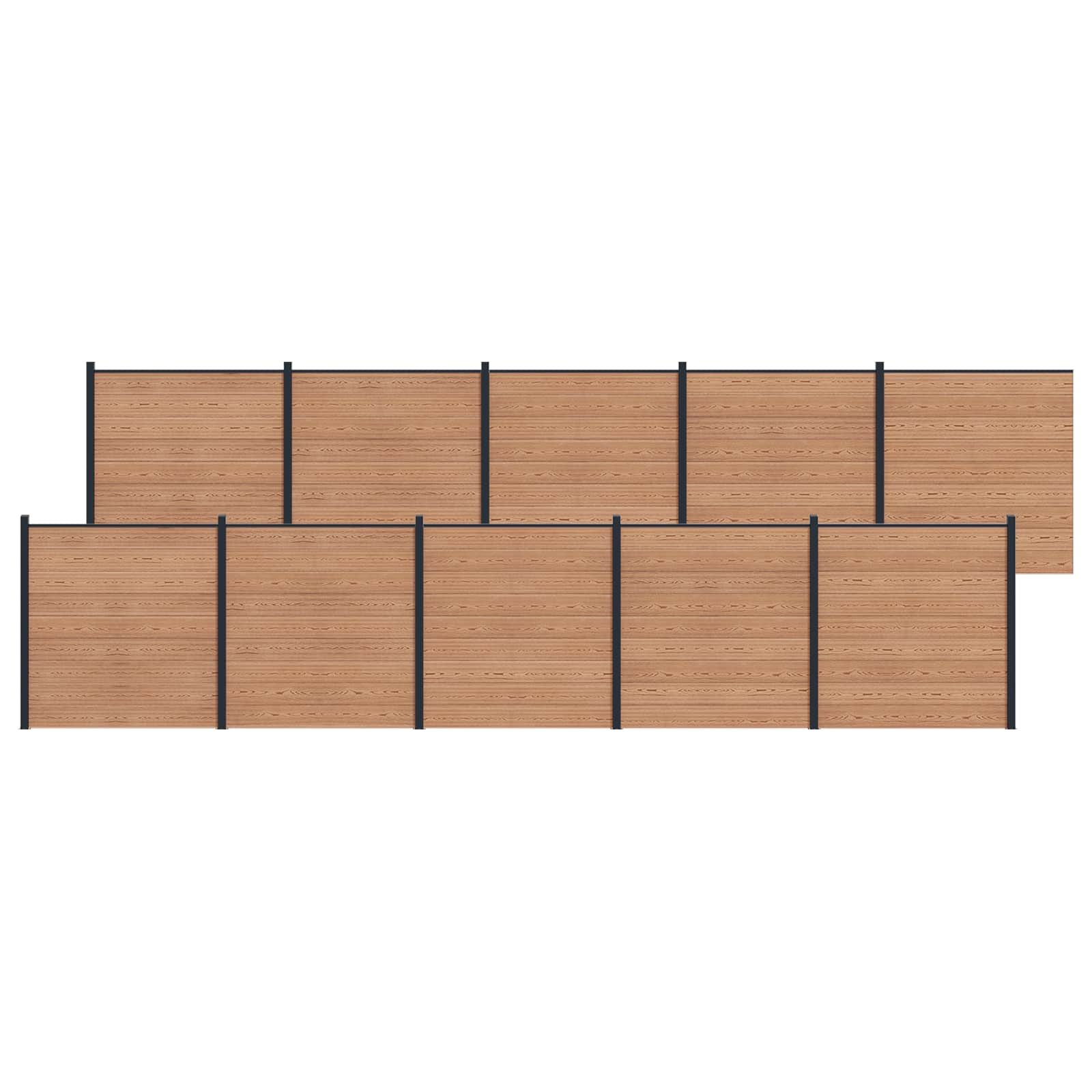 Zaunelement WPC 180x186 cm Schwarz