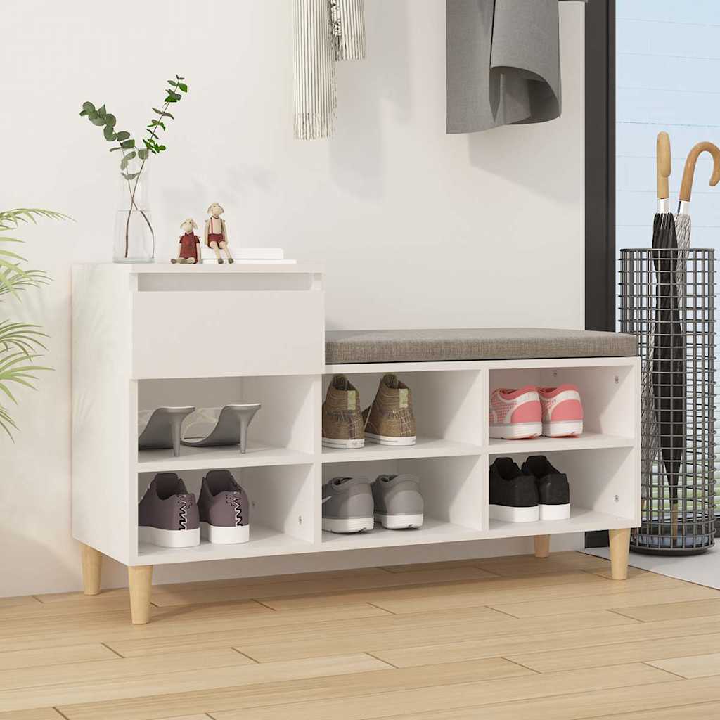 Schuhregal Weiß 102x36x60 cm Holzwerkstoff