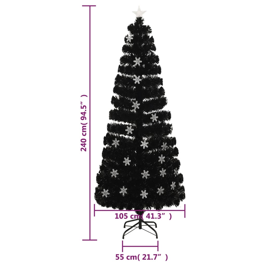 Weihnachtsbaum mit LED-Schneeflocken Schwarz 120 cm Fiberoptik