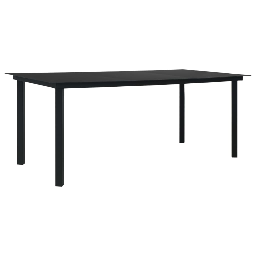 Garten-Esstisch Schwarz 150x80x74 cm Stahl und Glas