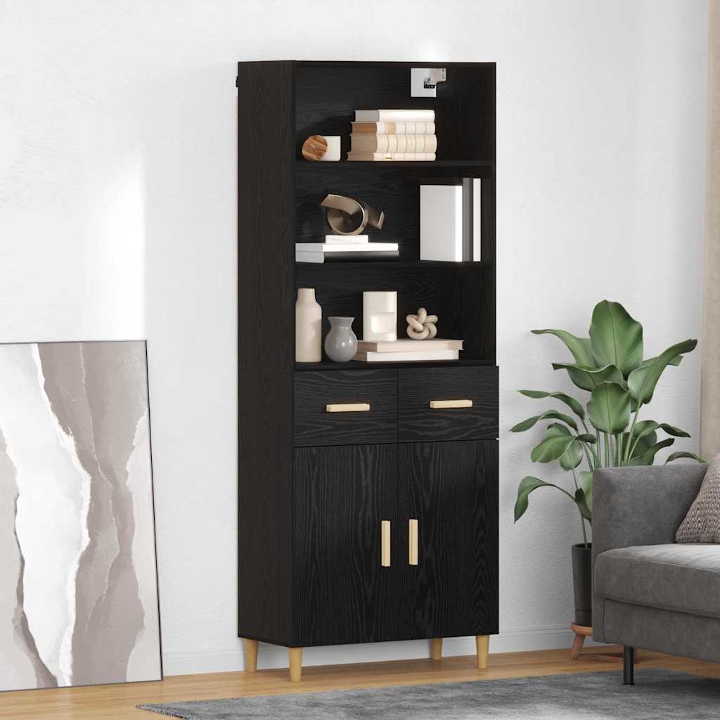 Highboard Altholz 69,5 x 32,5 x 180 cm Holzwerkstoff