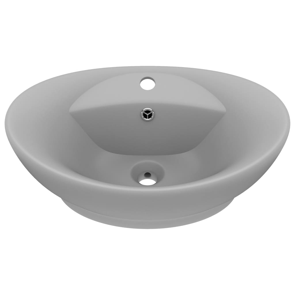 Luxus-Waschbecken Überlauf Oval Matt-Weiß 58,5x39 cm Keramik