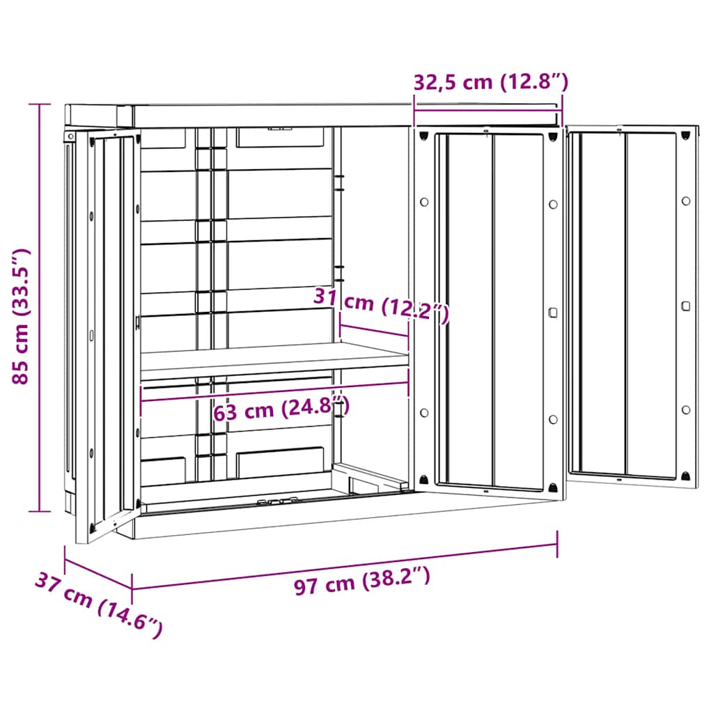 Gartenschrank Grau und Schwarz 65x37x85 cm PP