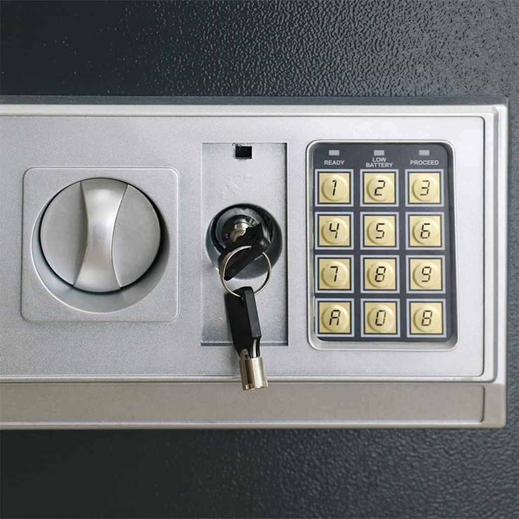 Digitaler Safe mit Schloss Dunkelgrau 23 x 17 x 17 cm Stahl