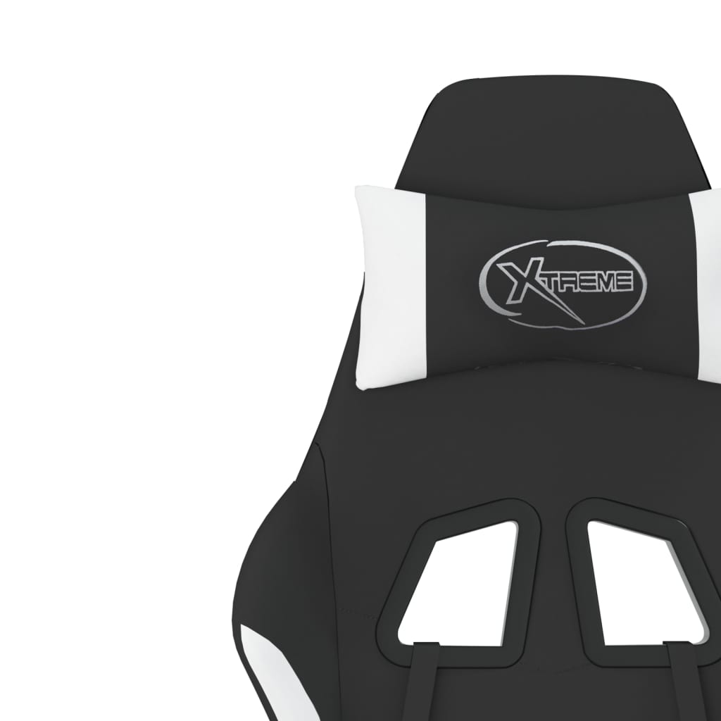 Gaming-Stuhl mit Massagefunktion Schwarz und Creme Stoff