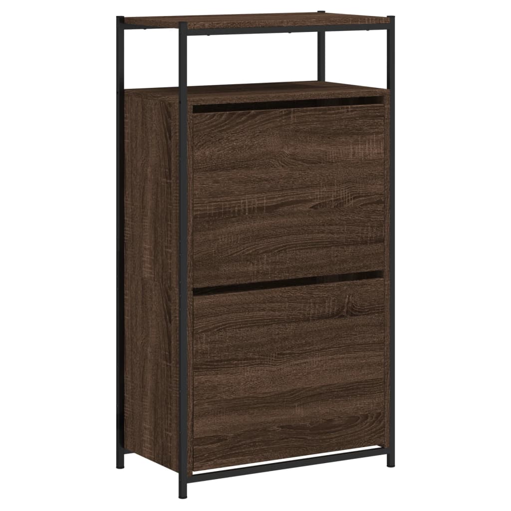 Schuhschrank mit 4 Klappen Sonoma-Eiche 100x34x112 cm