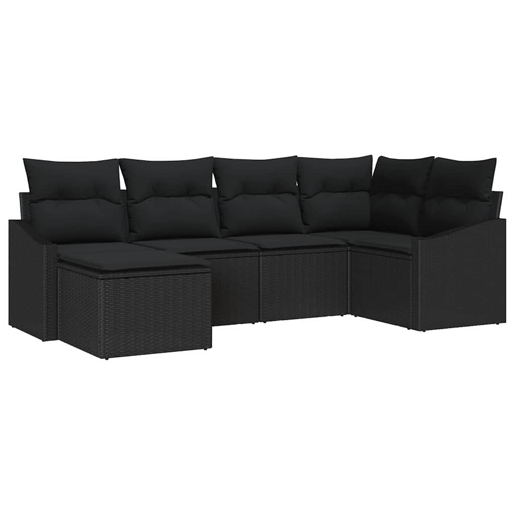 Garten Essgruppe mit Kissen 6 pcs Schwarz und Creme