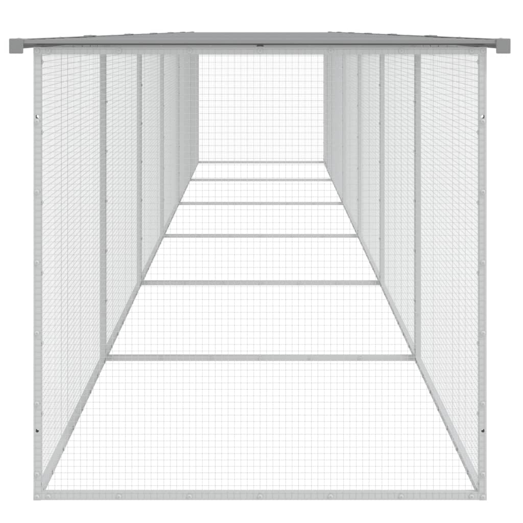 Hühnerkäfig mit Dach Anthrazit 203x98x90 cm Verzinkter Stahl