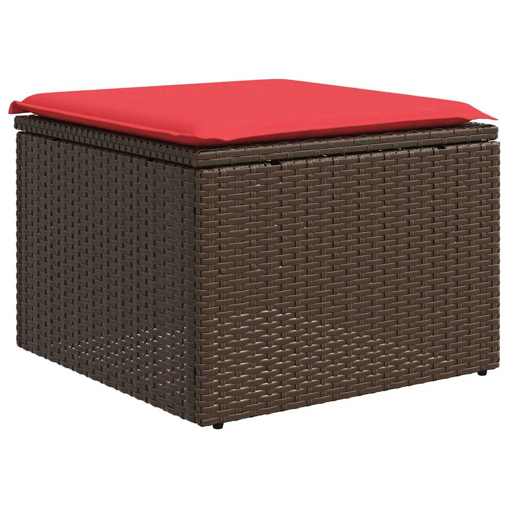 10-teiliges Gartensofa-Set mit Kissen, schwarzes Polyrattan