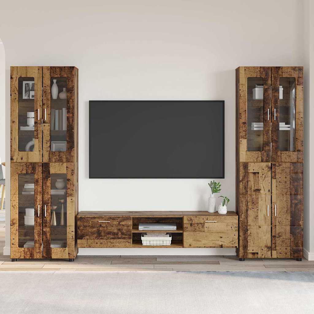 Highboard mit Regal FLORIN Weiß 60 x 35 x 182 cm Holzwerkstoff