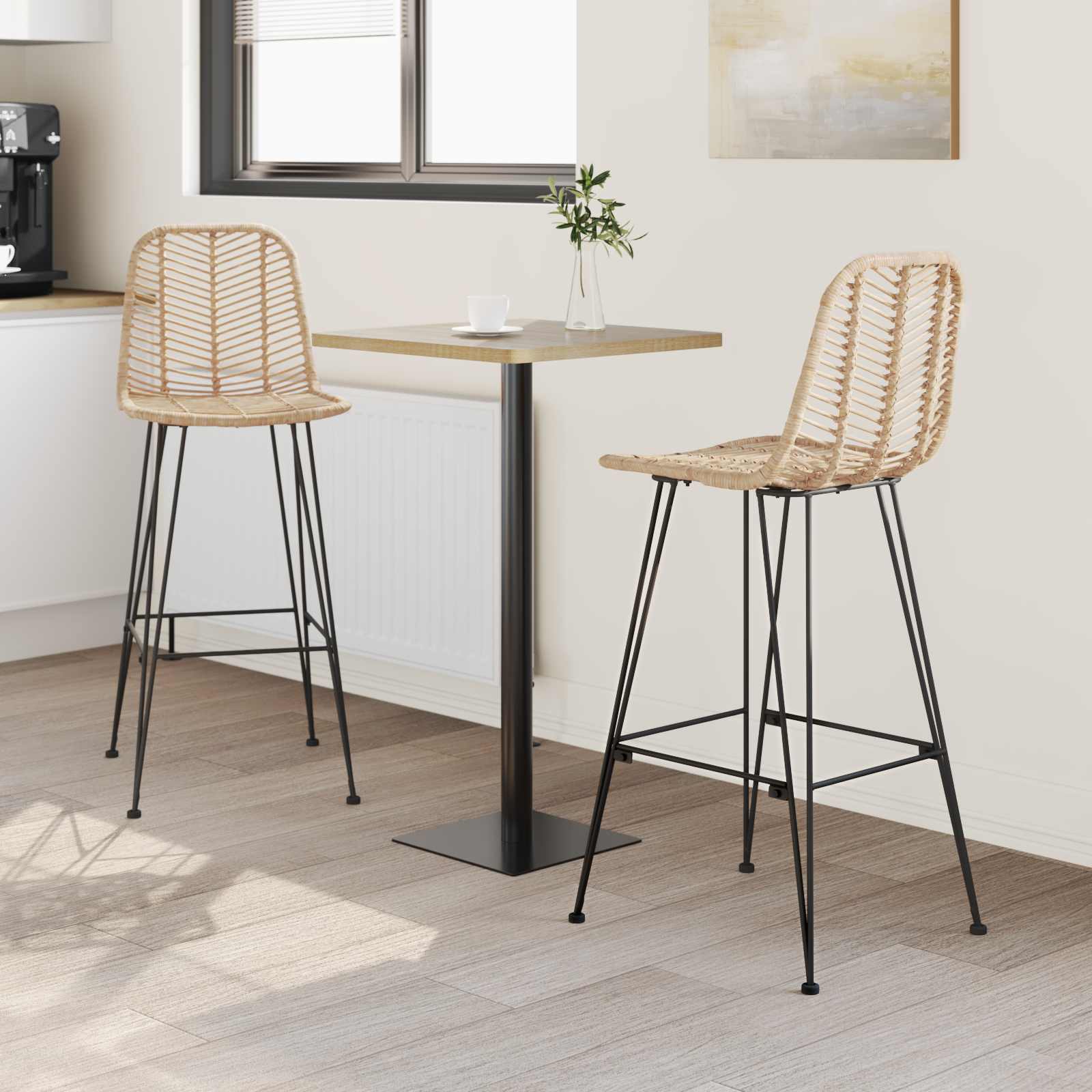 Barstuhl 2 pcs 44,5 x 54,5 x 97,5 cm Rattan und Eisen