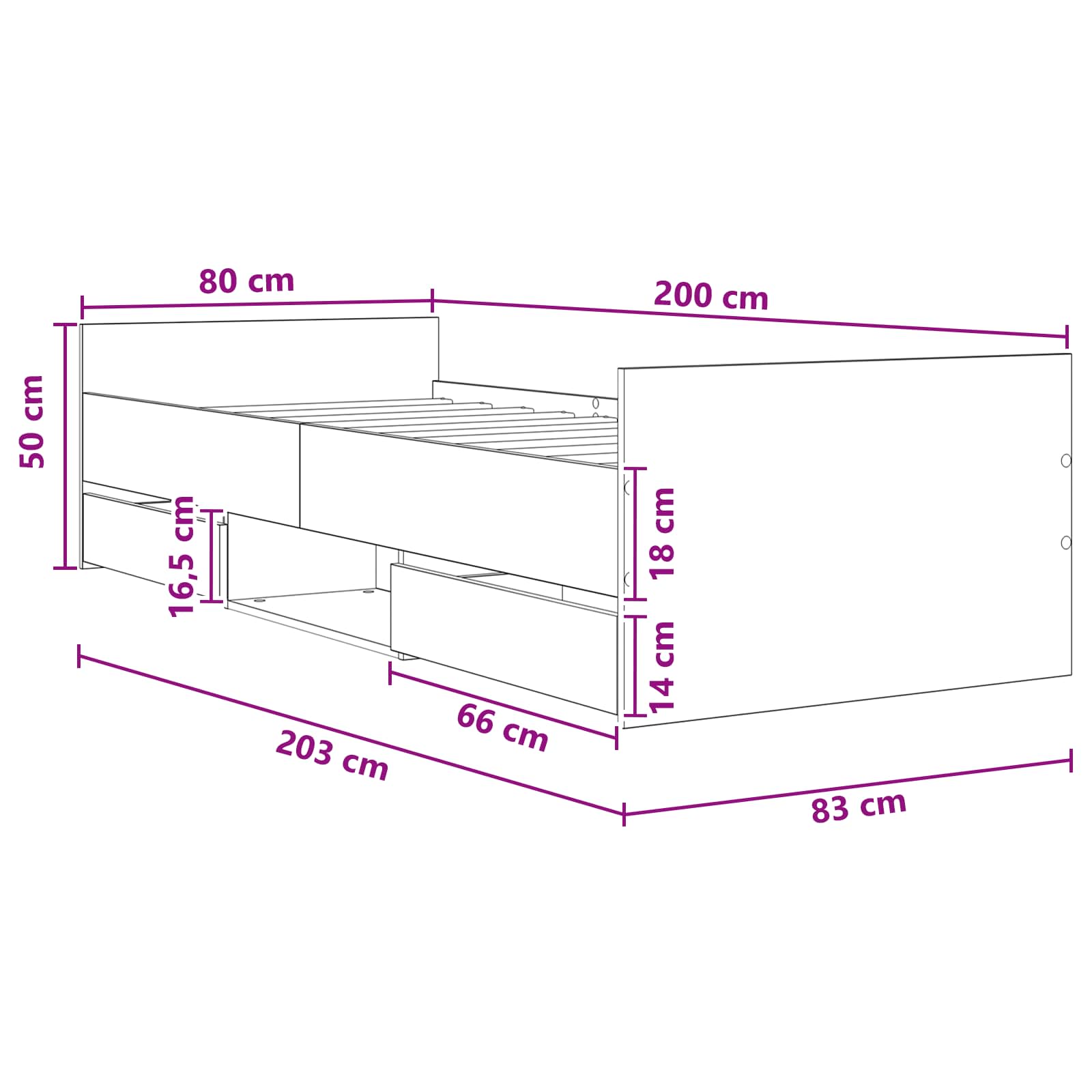 Bettgestell mit Kopf- und Fußteil Weiß 100x200 cm