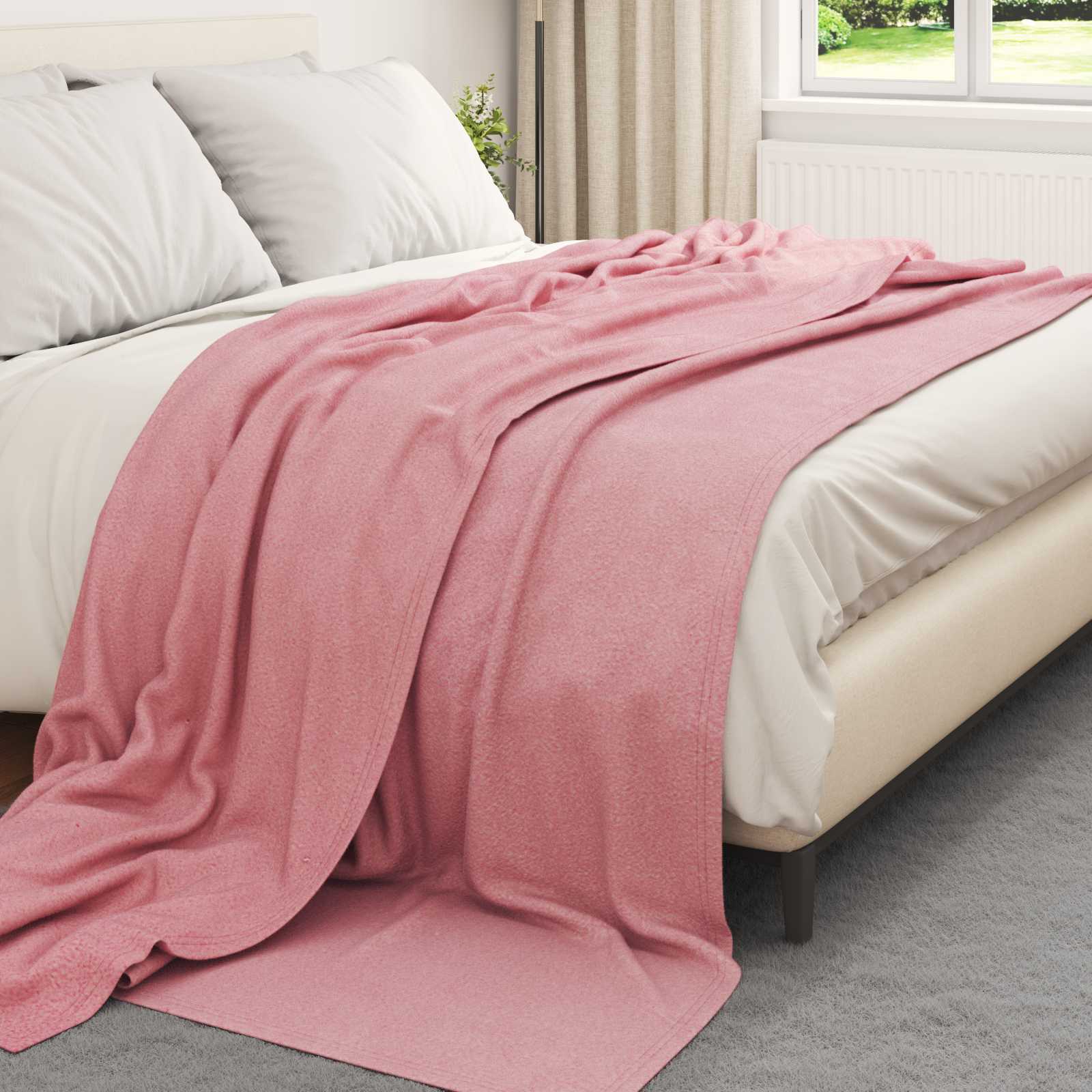 Überwurfdecke Beige 170 x 130 cm Fleece