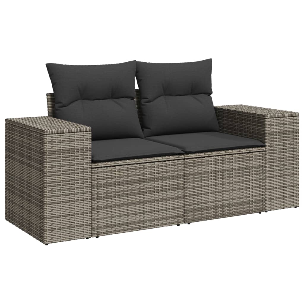 10-tlg. Garten-Sofagarnitur mit Kissen Beige Poly Rattan