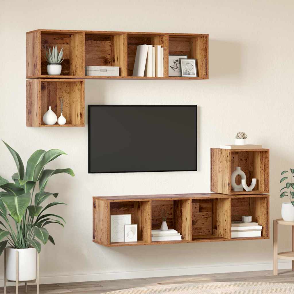 4-tlg. TV-Schrank-Set Weiß Holzwerkstoff