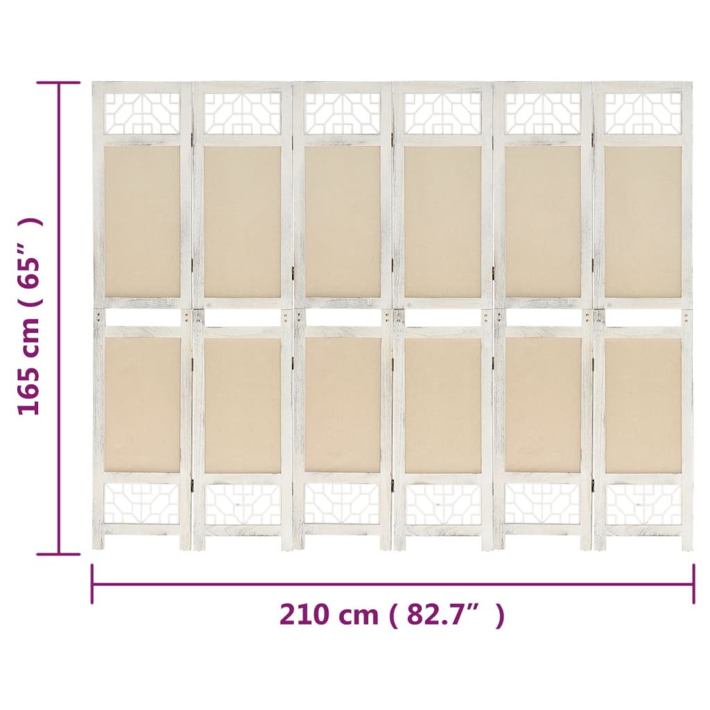 4-tlg. Raumteiler Creme 140x165 cm Stoff