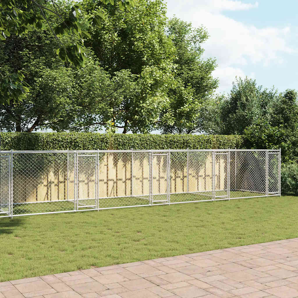 Hundezwinger mit Tür Grau 2x2x1,5 m Verzinkter Stahl