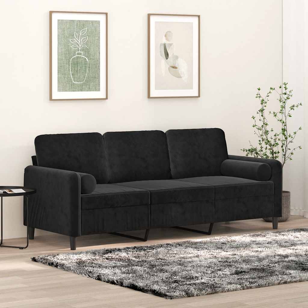 2-Sitzer-Sofa mit Zierkissen Dunkelgrün 120 cm Samt