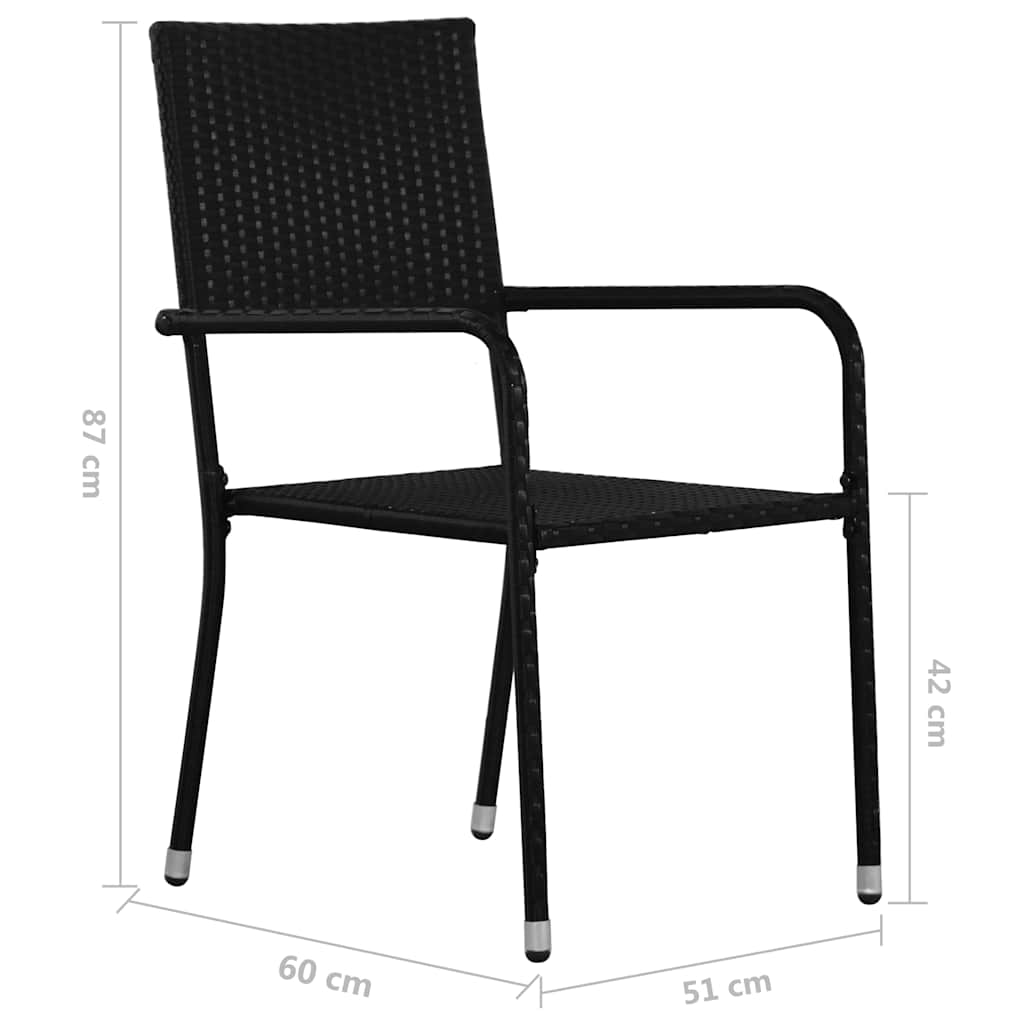 Garten-Essstühle 6 Stk. Stapelbar Schwarz Polyrattan