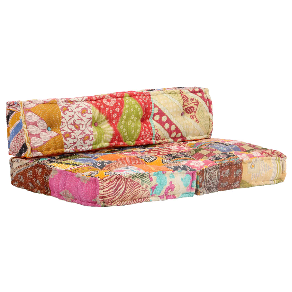 2-Sitzer Modularer Pouf Patchwork Stoff